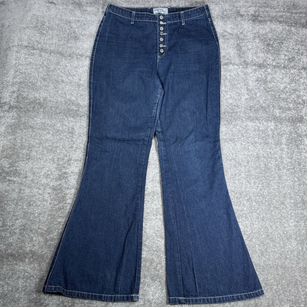Vintage Crazy World Junge Mode‎ Jeans Women's 31x31 Blue Flare Leg Button Fly